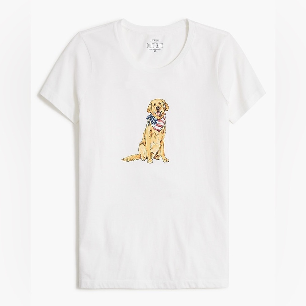 NWT J.Crew Patriotic Dog Graphic Collector Tee Size Small